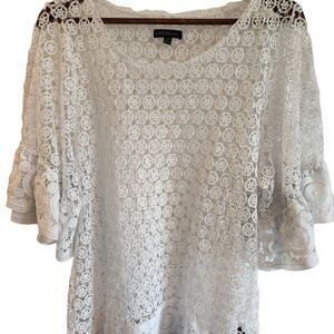 LANE Bryant White Lace Eyelet Top